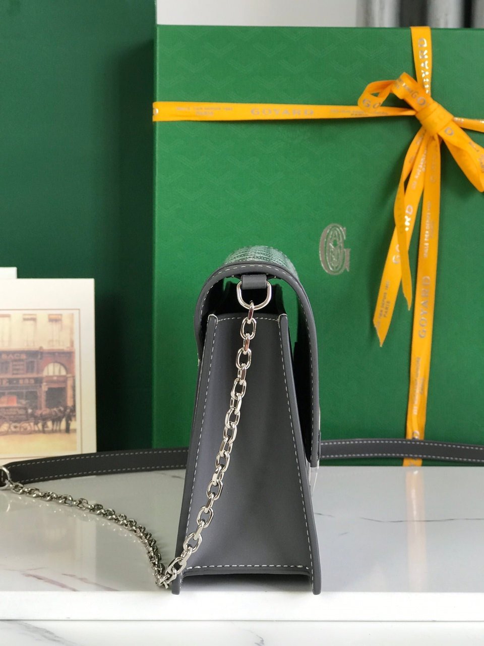 Goyard Duchesse Marie-Caroline Bag 25cm Gray Goyardine Canvas And Smooth Calfskin view 4