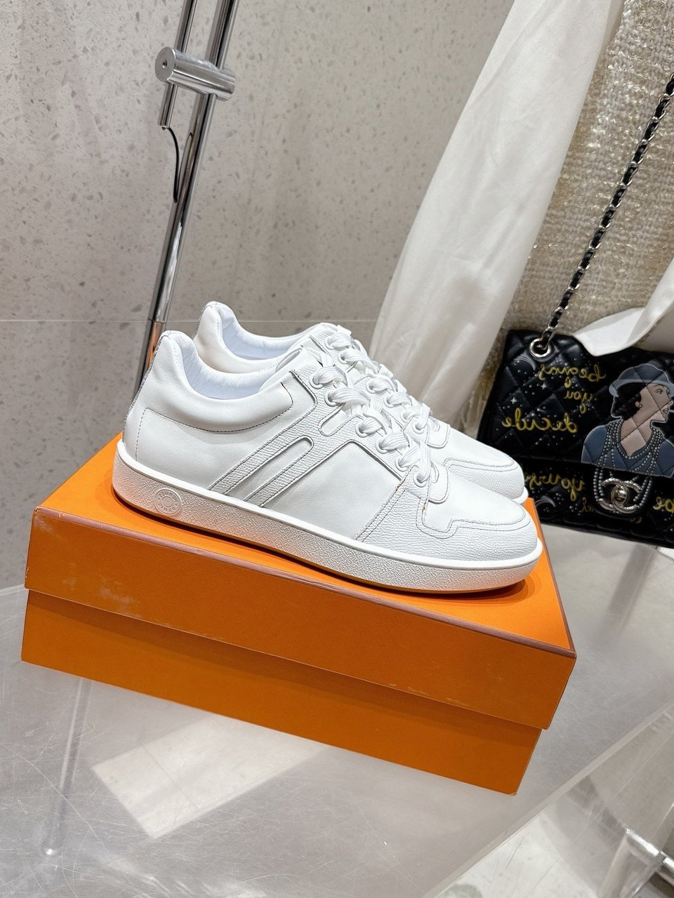 Hermès White Advantage Sneaker- Shoes for Men view 11