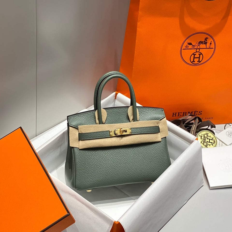 Hermes Birkin 20Cm Vert Amande Togo Leather Gold Hardware view 9