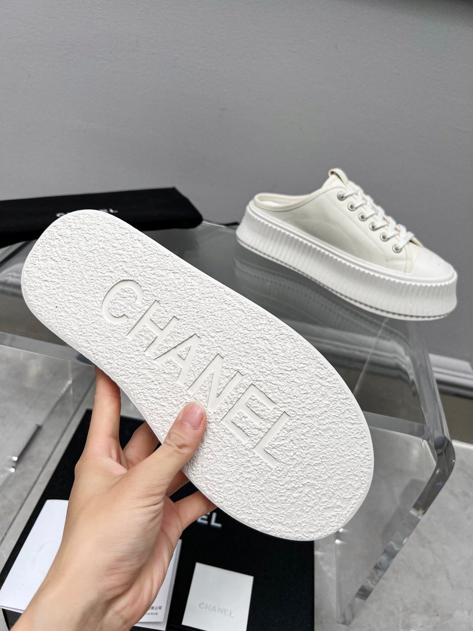 Chanel Platform Shoes Cream view 8