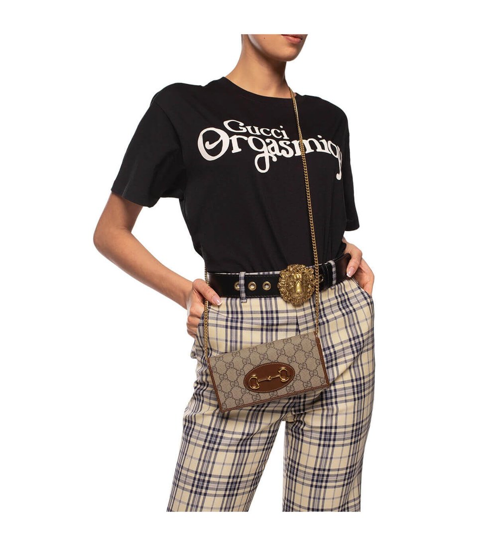 Gucci 1955 Horsebit Wallet With Chain Brown 19cm view 3