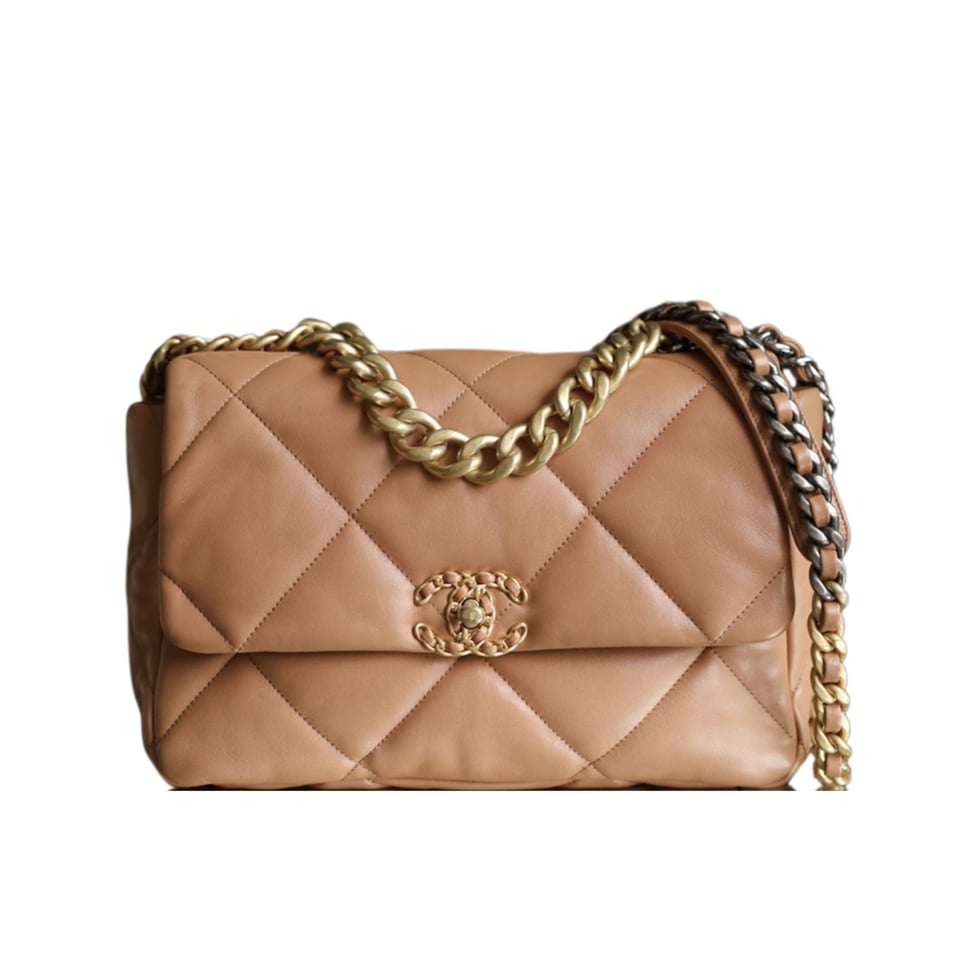 Chanel 19 Quilted Handbag Light Grey 30Cm view 2