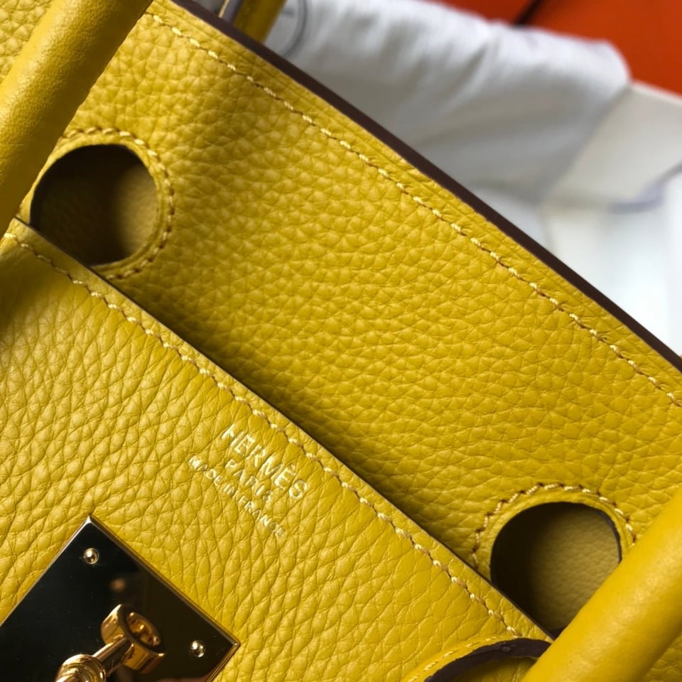 Hermes Birkin Amber Yellow Togo Leather Gold Hardware view 7