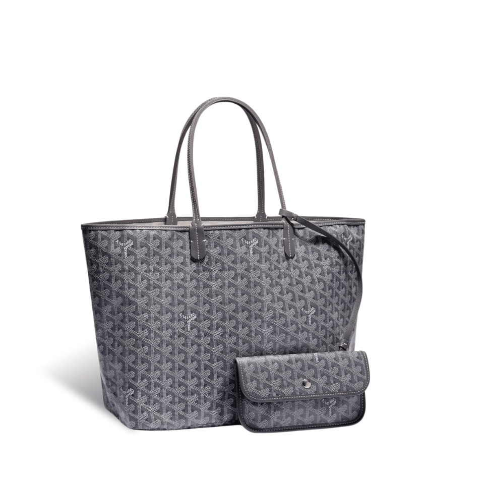 Goyard Saint Louis Pm 34Cm Grey Canvas Chevroches Calfskin view 2