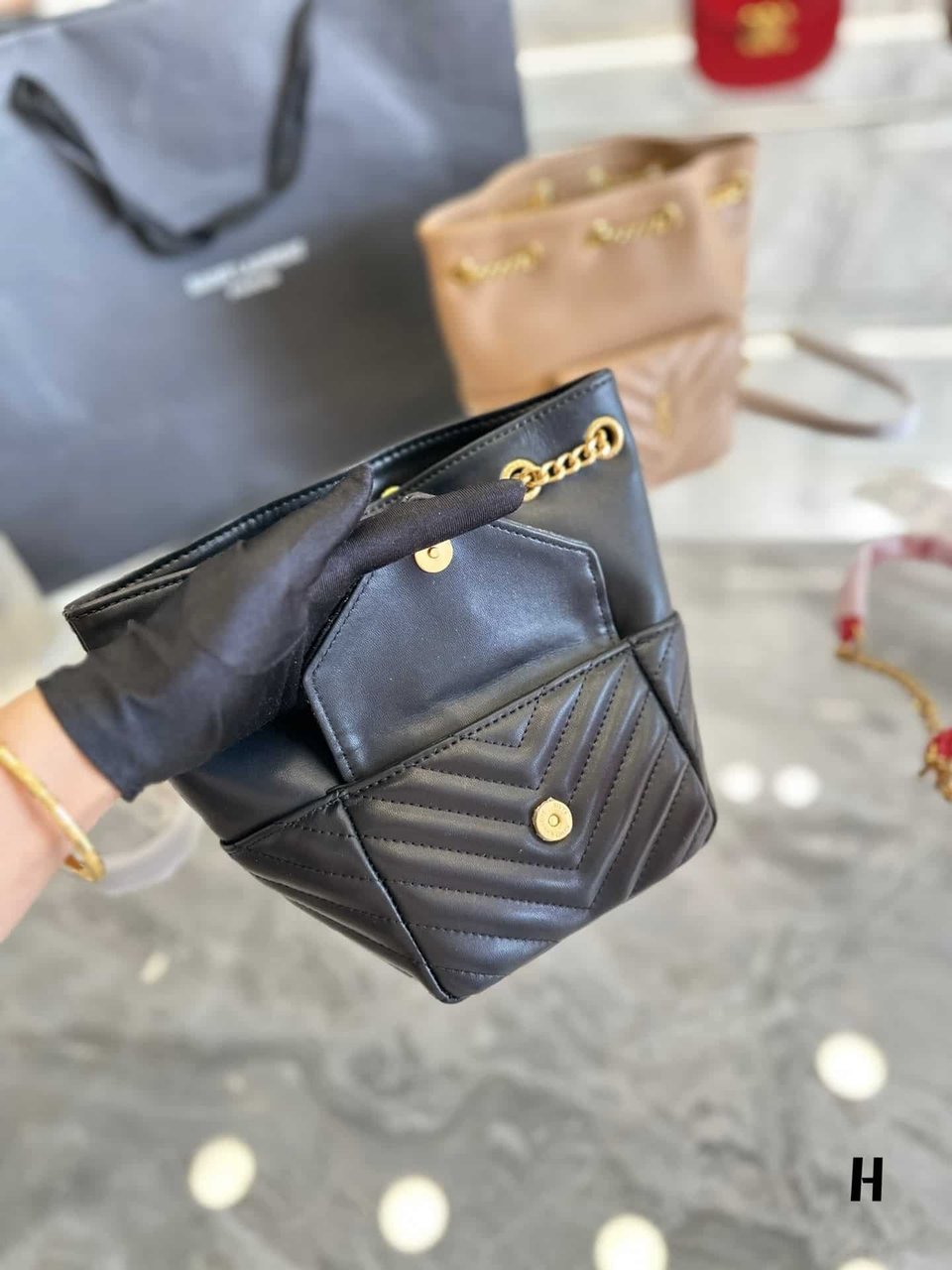 Saint Laurent Joe Mini Bucket Bag In Quilted Black 19Cm view 6