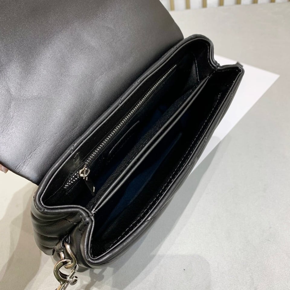 Saint Laurent Loulou Toy Strap Bag In Quilted Y Leather Black view 6
