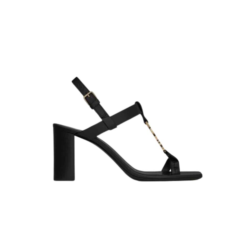 Saint Laurent Cassandra Leather Slingback Sandals Black 658198Dwett1000 view 2