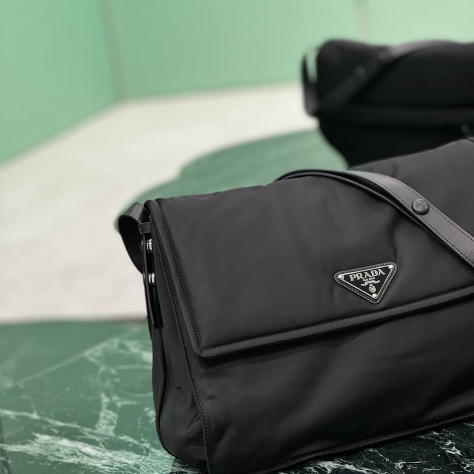 Prada Re Nylon Large Padded Shoulder Bag Black 38Cm view 5