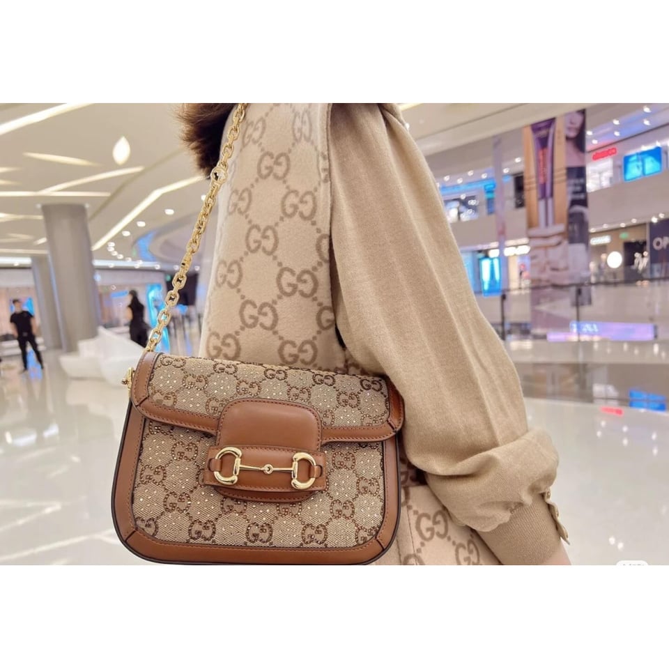 Gucci Horsebit 1955 Crystals Mini Bag view 4