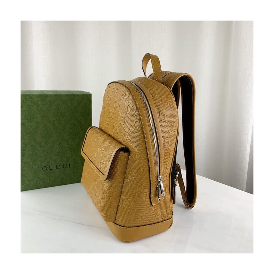 Gucci GG Embossed Backpack in Yellow Leather view 5