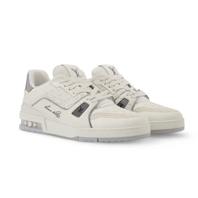 Louis Vuitton Trainer Sneaker Grey Calfskin With Embossed Monogram 1AKCKR