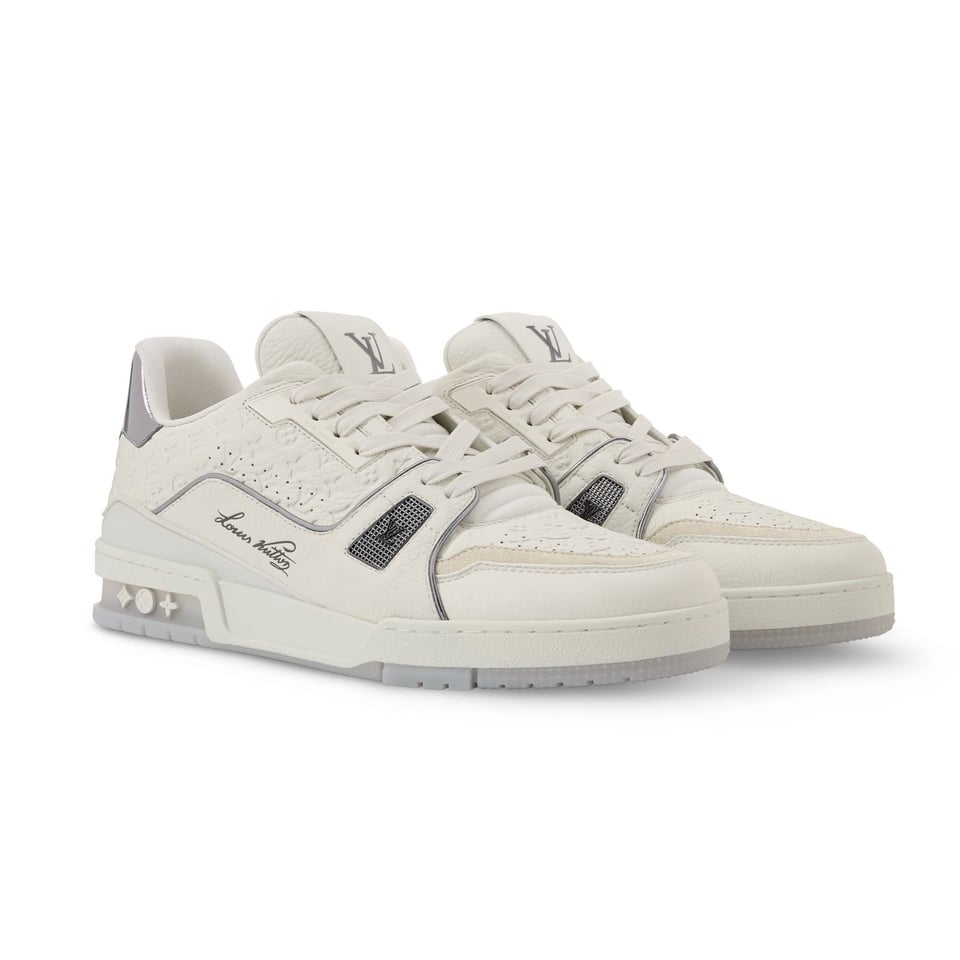 Louis Vuitton Trainer Sneaker Grey Calfskin With Embossed Monogram 1AKCKR