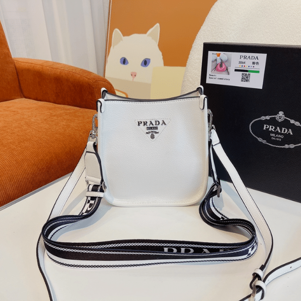 Prada Leather Mini Shoulder Bag White 20Cm view 4