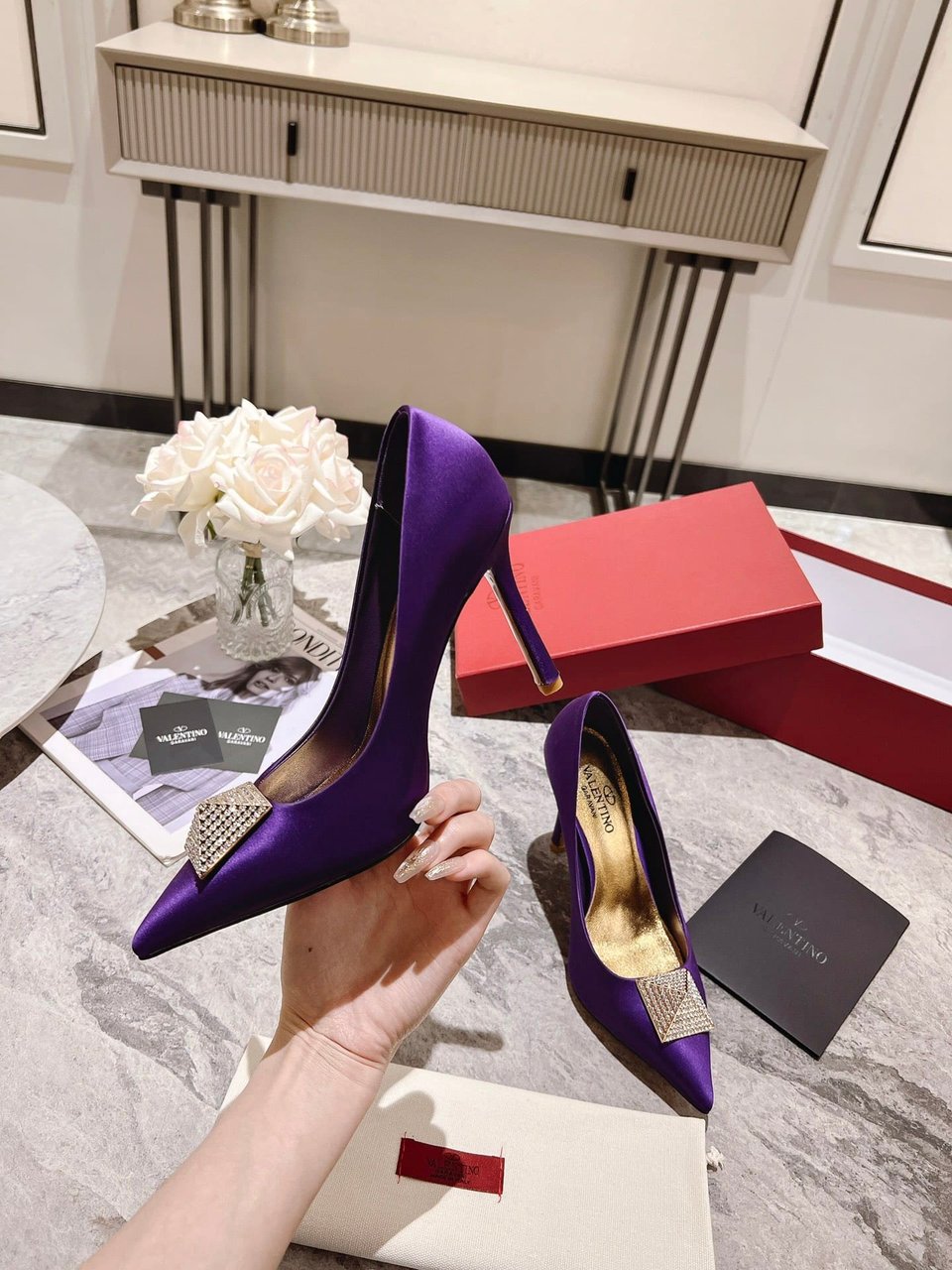 Valentino Garavani One Stud Pump With Crystals Purple 2W2S0Fh8Ulm 73E view 6