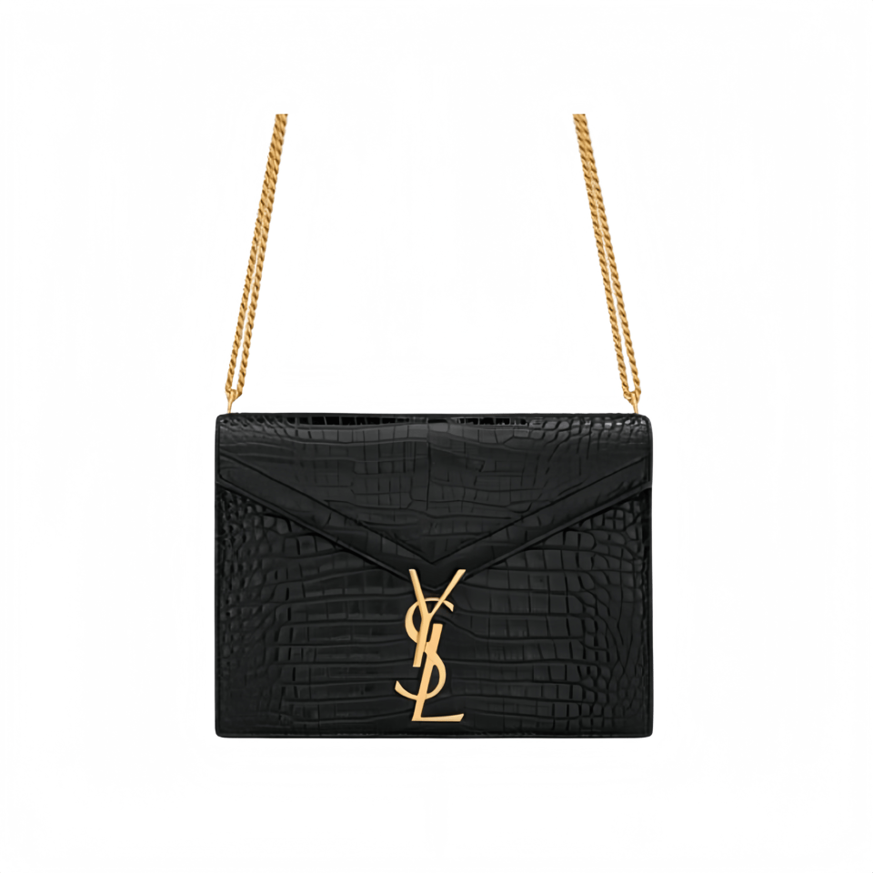 Saint Laurent Cassandra Shiny Leather Cross-Body Bag Black view 2