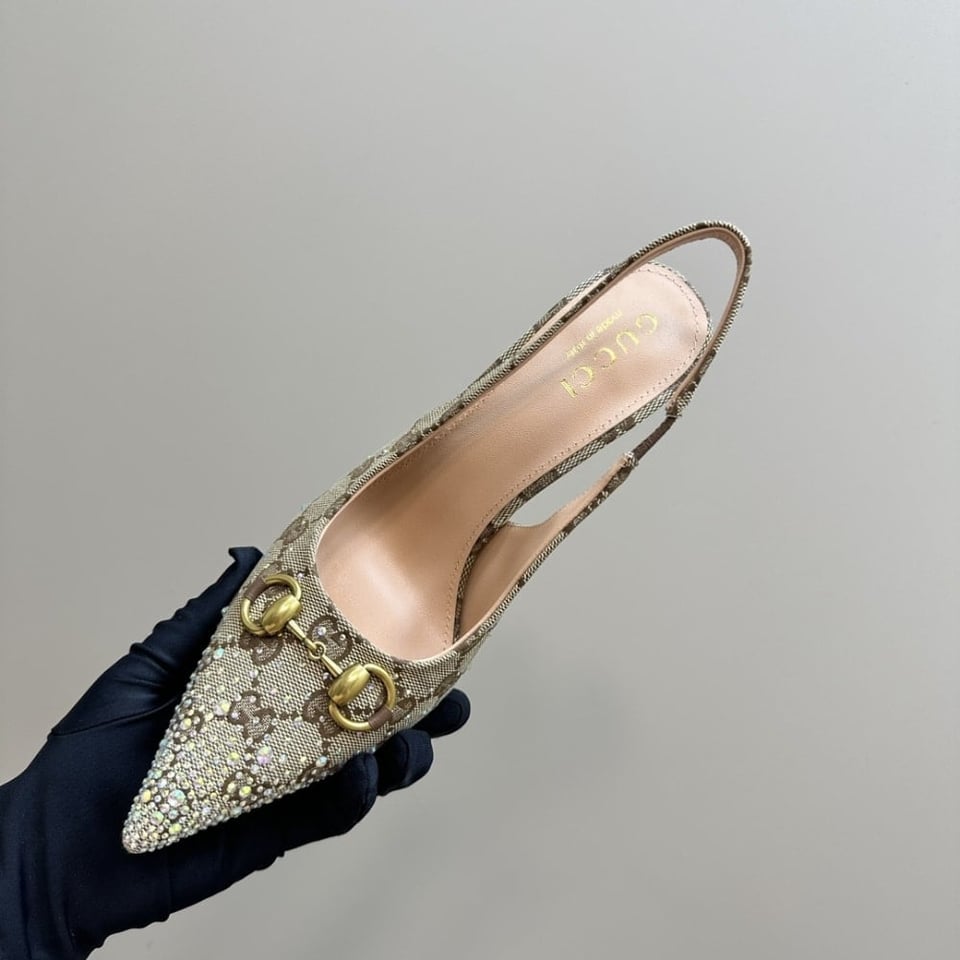Gucci Women’S Horsebit Pump Gg Canvas Beige And Dark Brown view 9