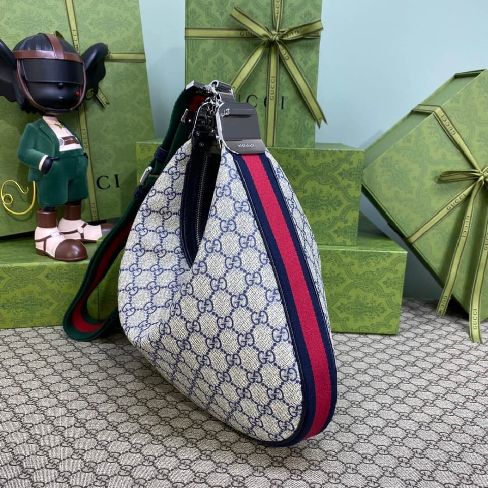 Gucci GG Supreme Attache Medium Shoulder Bag Blue view 9