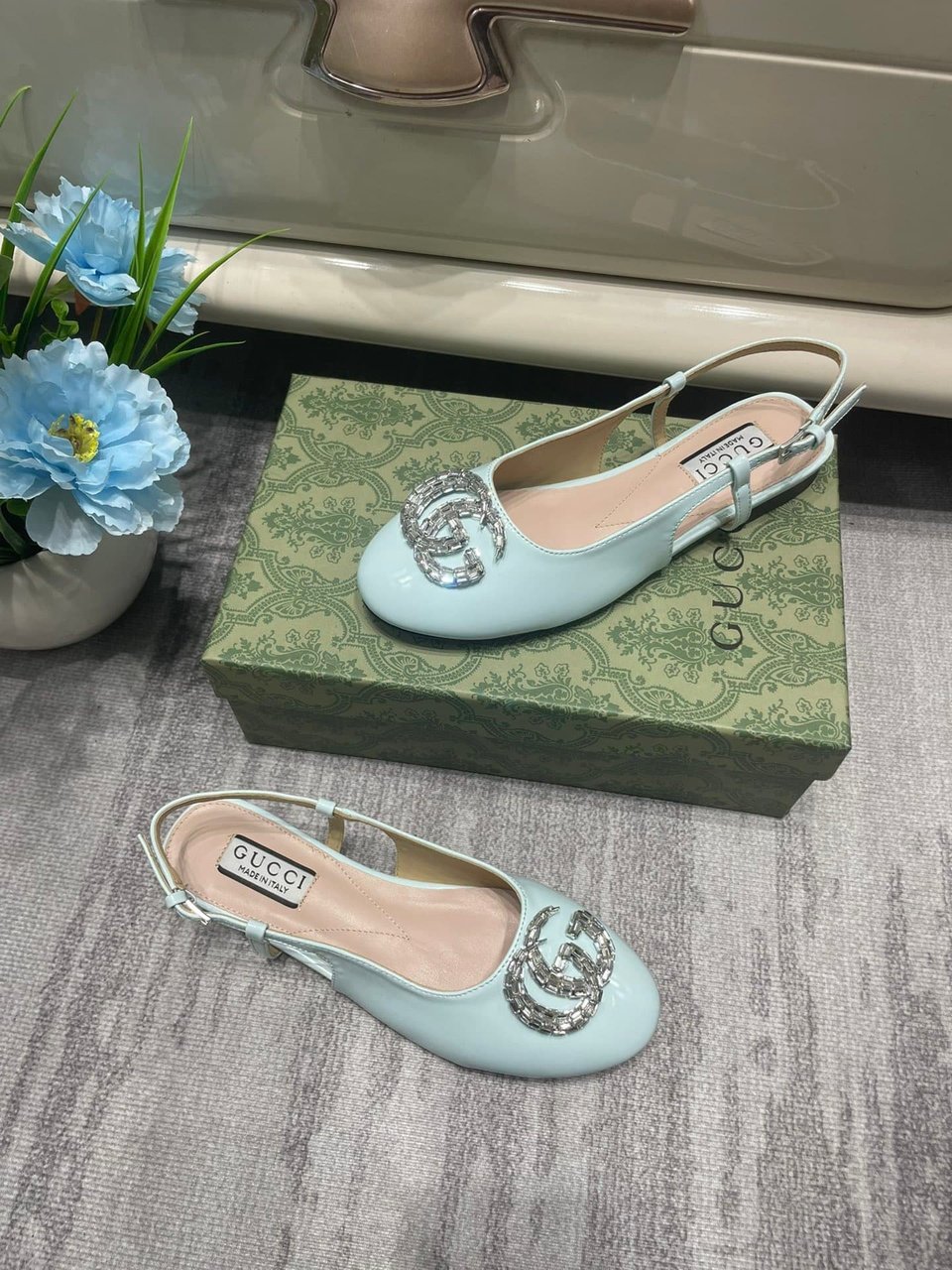 Gucci Women’S Ballerina With Double G Pale Green 762765 Bnc00 3401 view 9
