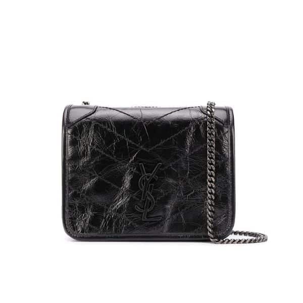 Saint Laurent Niki Vintage Leather Chain Wallet Black 19Cm view 2