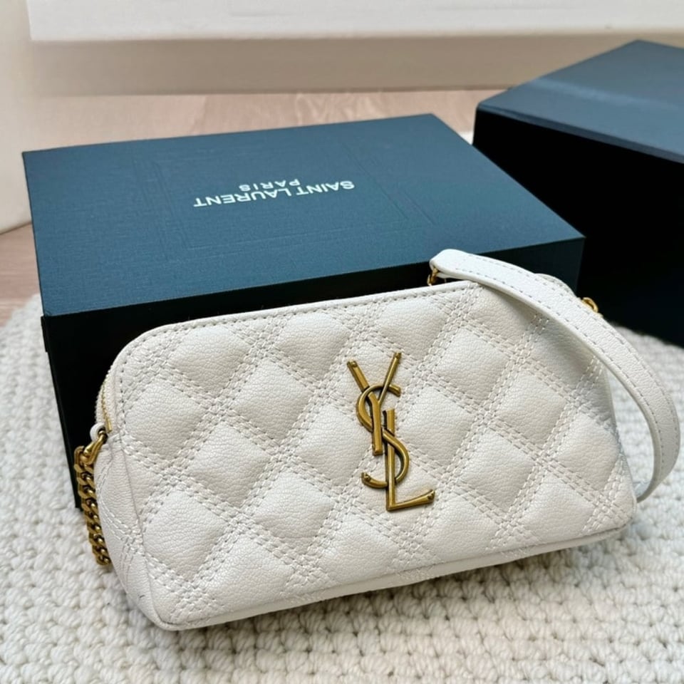 Saint Laurent Mini Becky Double Zip Bag White 20Cm view 3