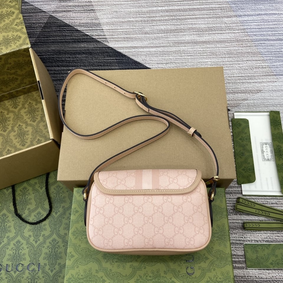 Gucci Monogram Textured Dollar Mini Ophidia Rose Pink view 2