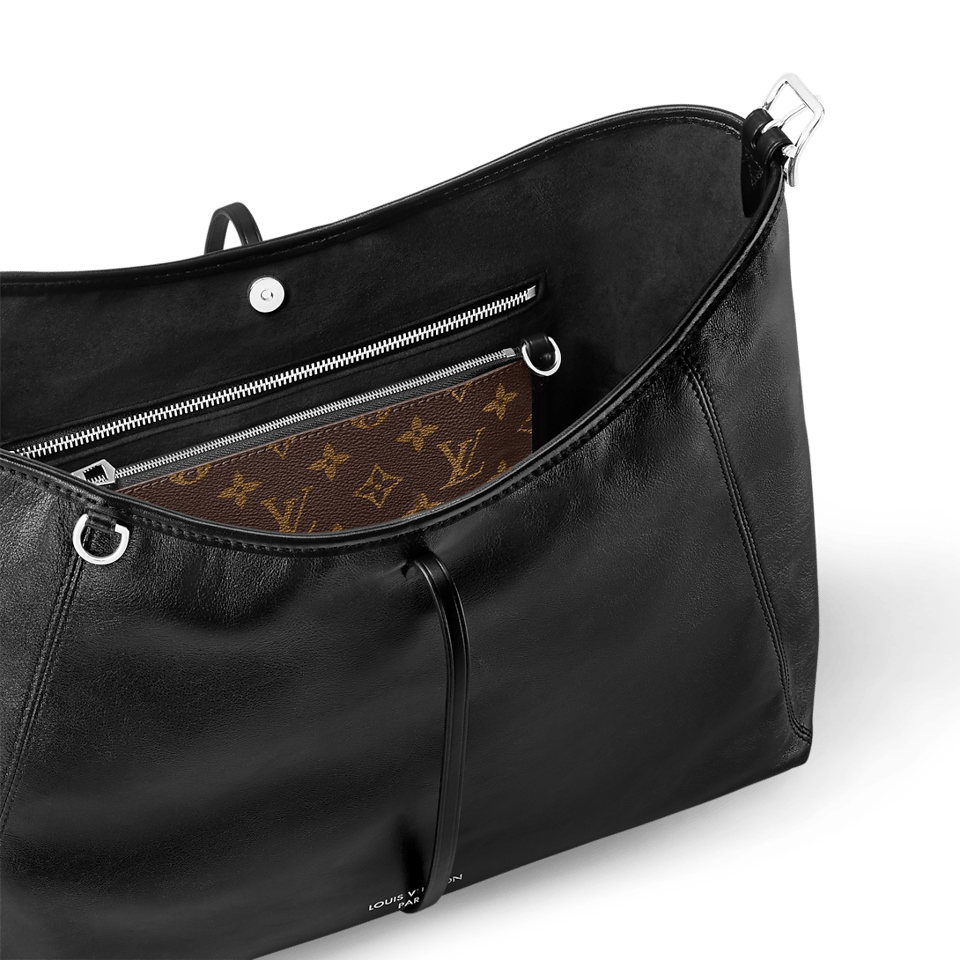 Louis Vuitton CarryAll Vibe MM Medium Black Leather Shoulder Bag 39cm/15.4in M25143 view 4