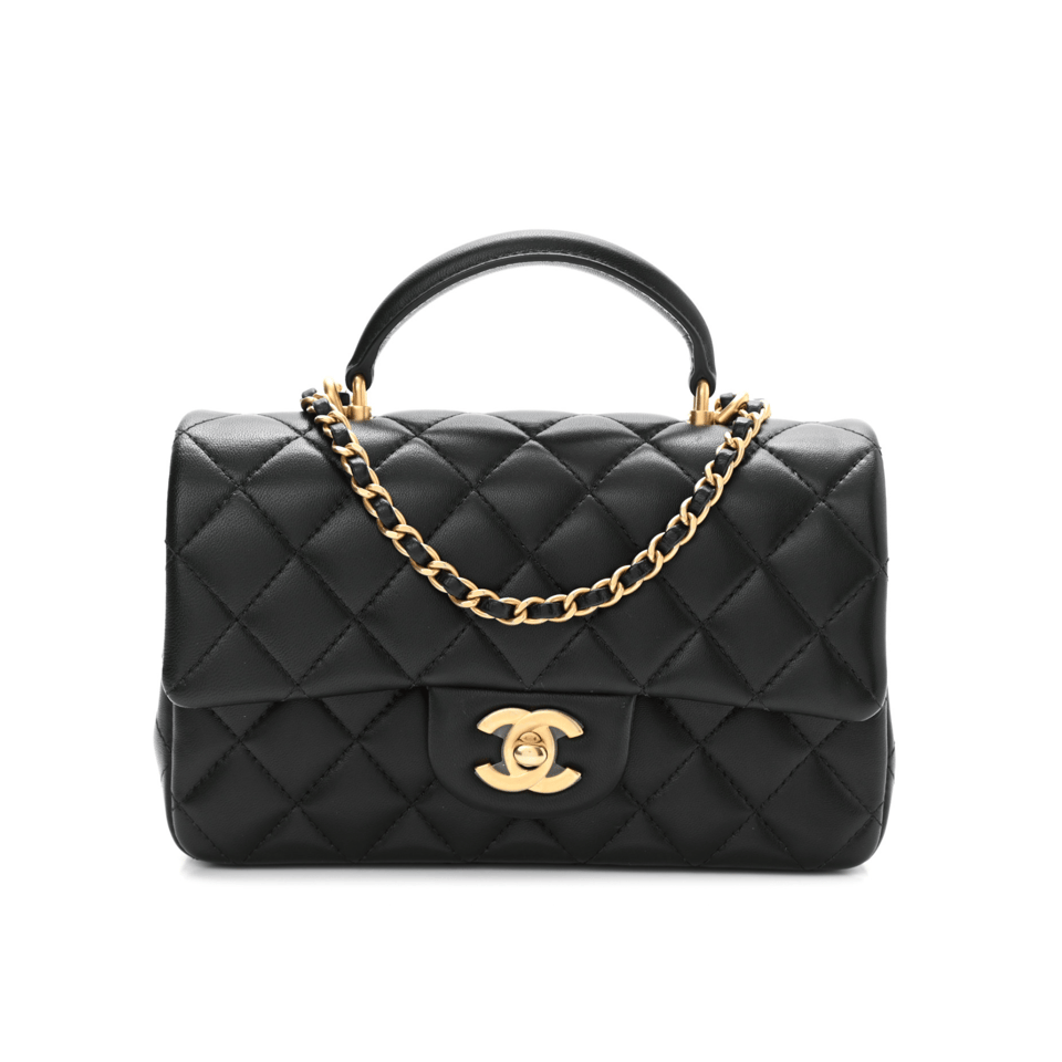 Chanel Mini Flap Bag With Top Handle Black 20Cm As2431 view 2