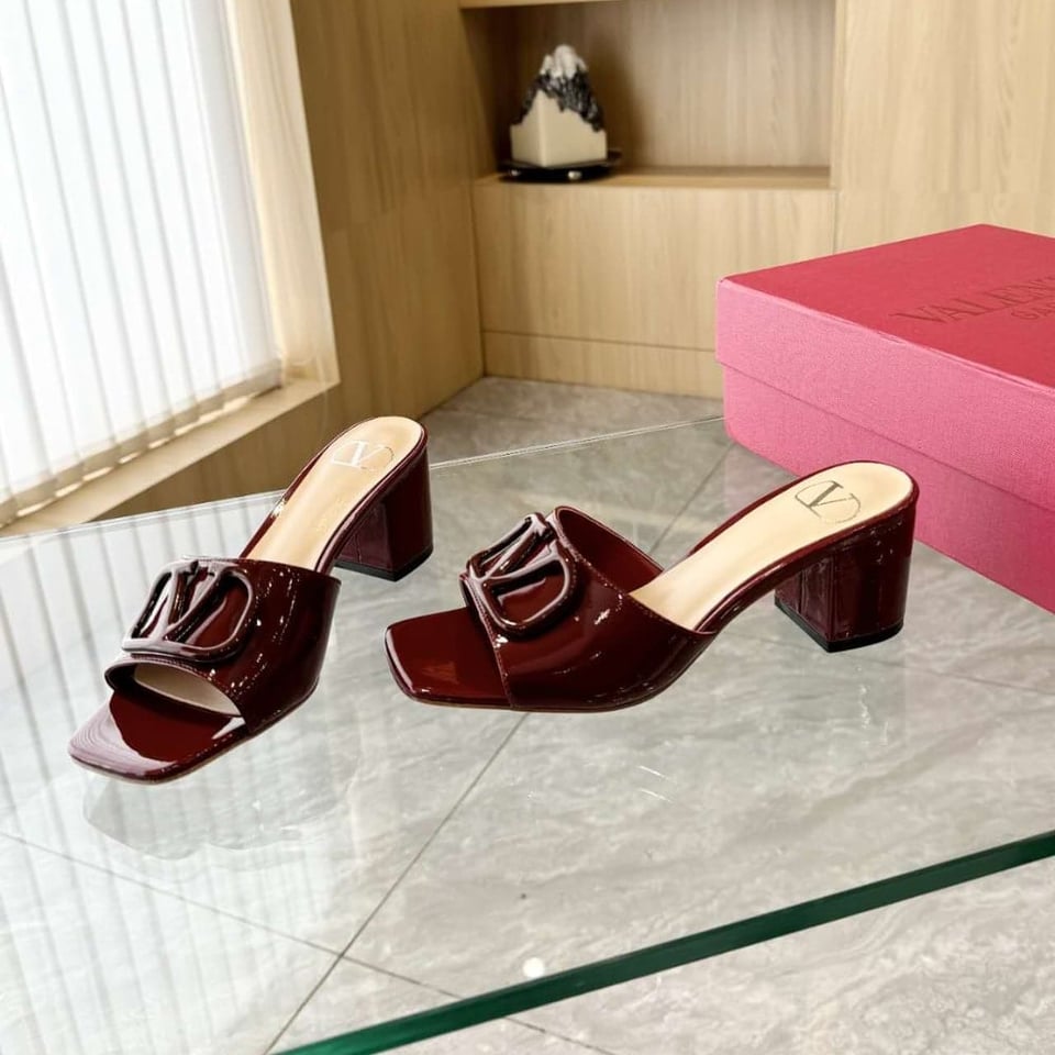 Valentino Vlogo Signature Slide Sandal Burgundy view 7