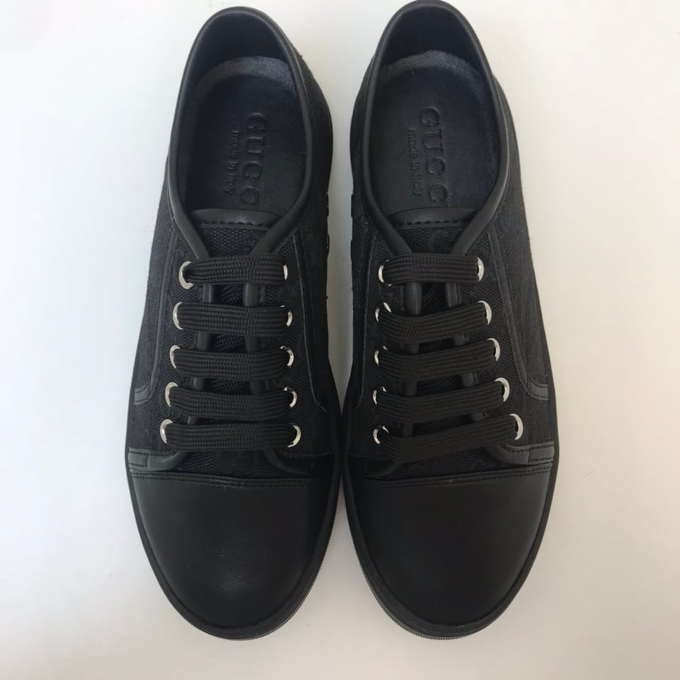 Gucci Women’S Leather Top Sneaker Black view 3