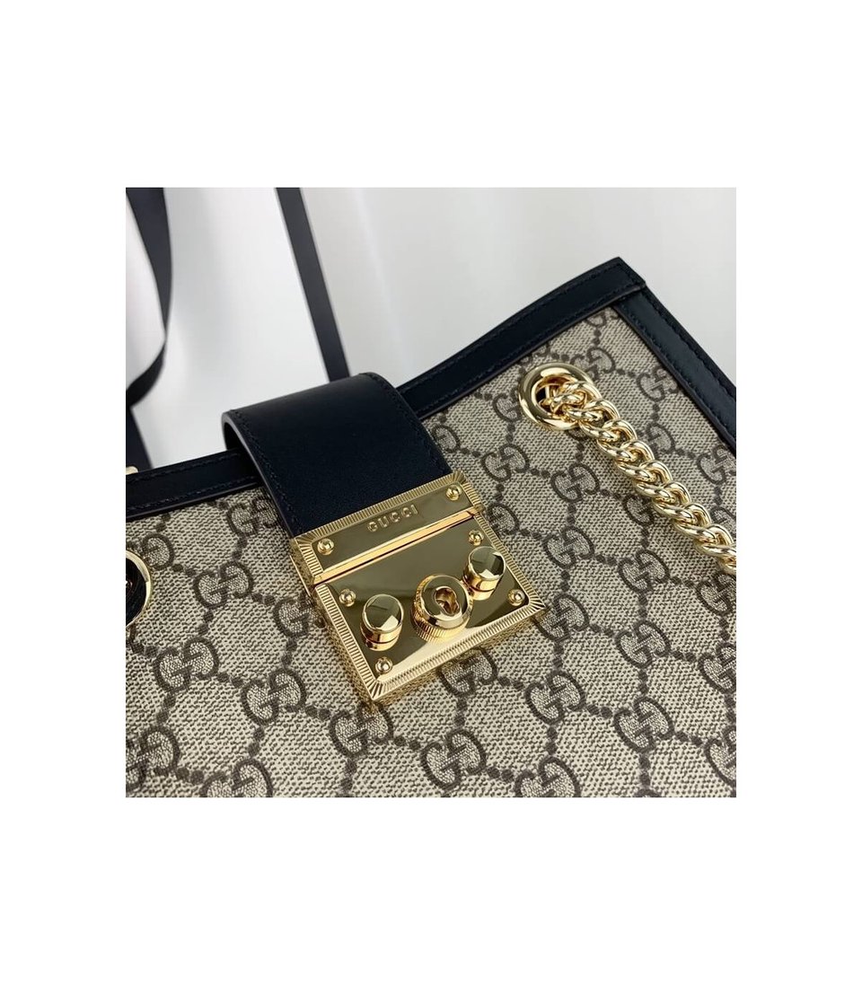Gucci GG Supreme Padlock Small Shoulder Bag Black 26cm view 9