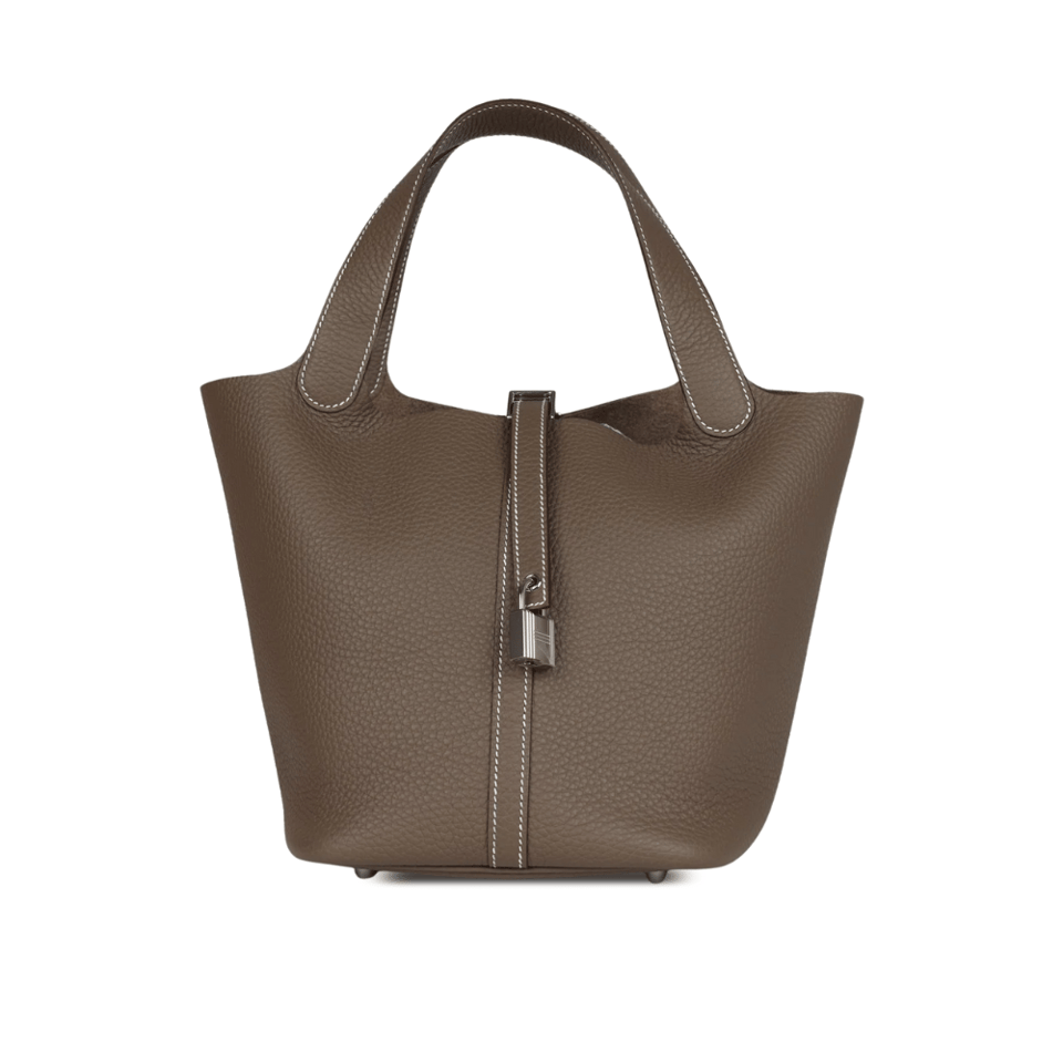 Hermes Picotin Lock Bag In Taurillon Clemence Etoupe Grey 22Cm view 2