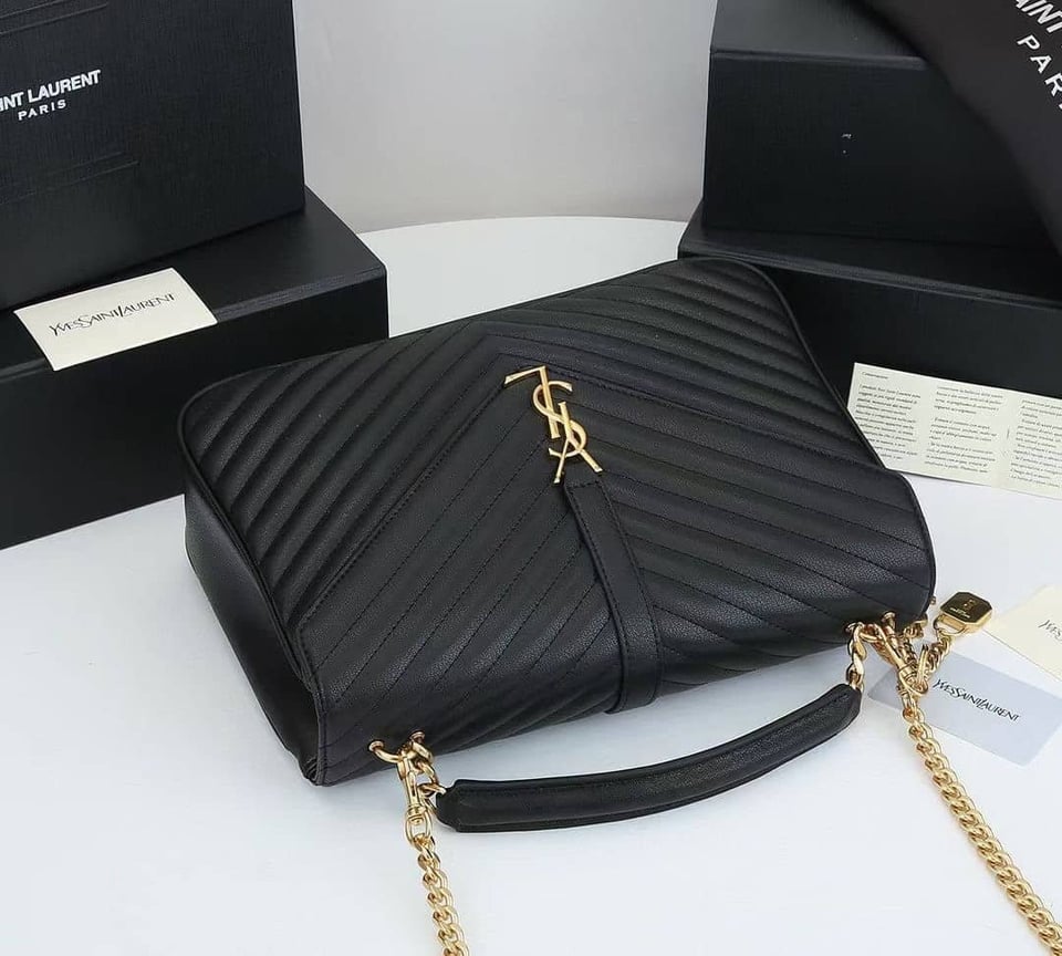 Saint Laurent College Large Chain Bag Black 25Cm view 6