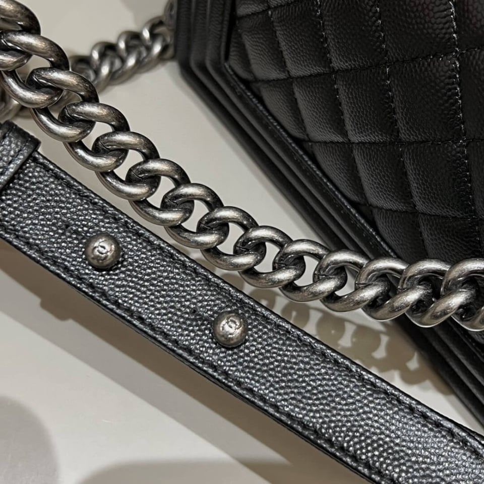 Chanel Le Boy Bag 20cm Black Caviar Leather view 13