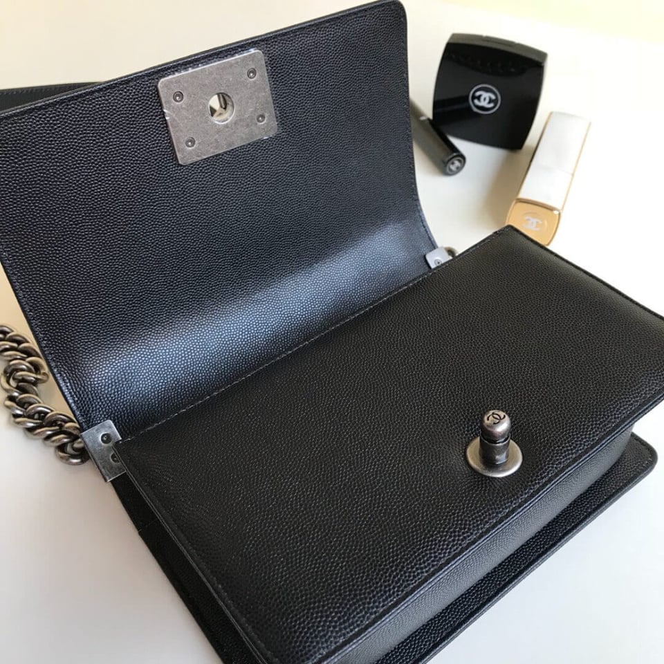 Chanel Le Boy Bag 20cm Black Caviar Leather view 15
