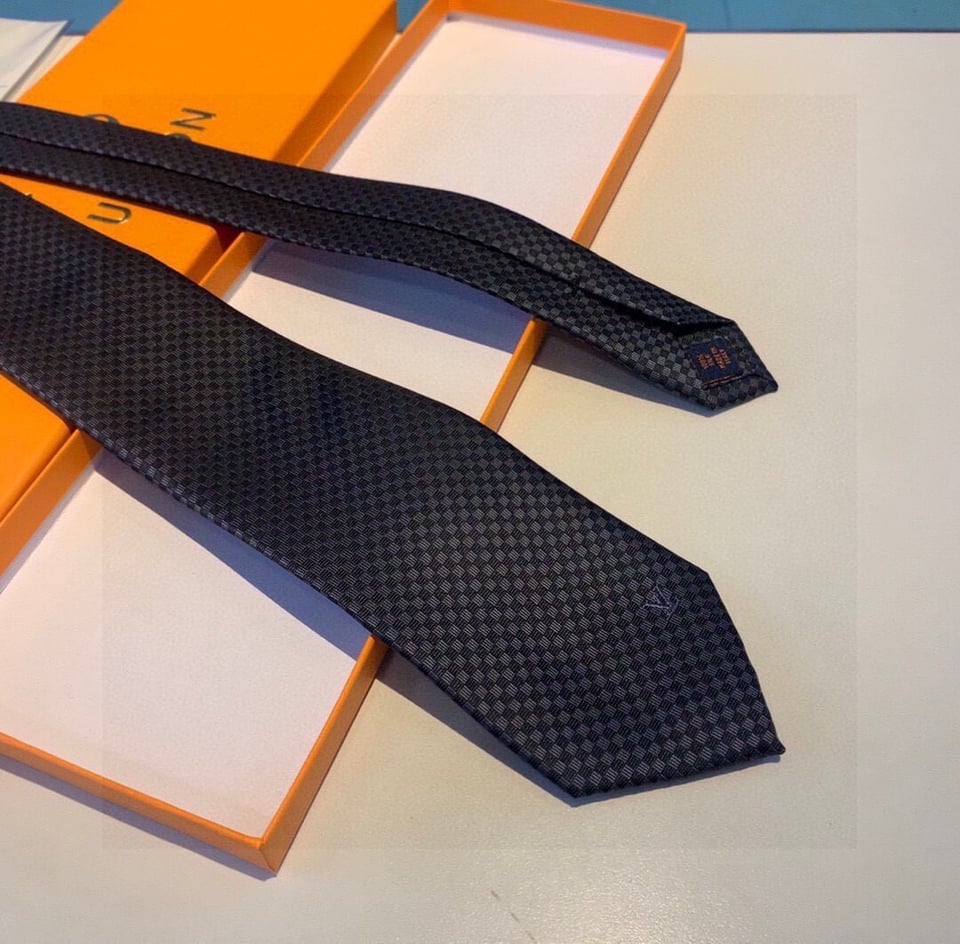Louis Vuitton Black Geometric Woven Canvas Tie For Men view 3