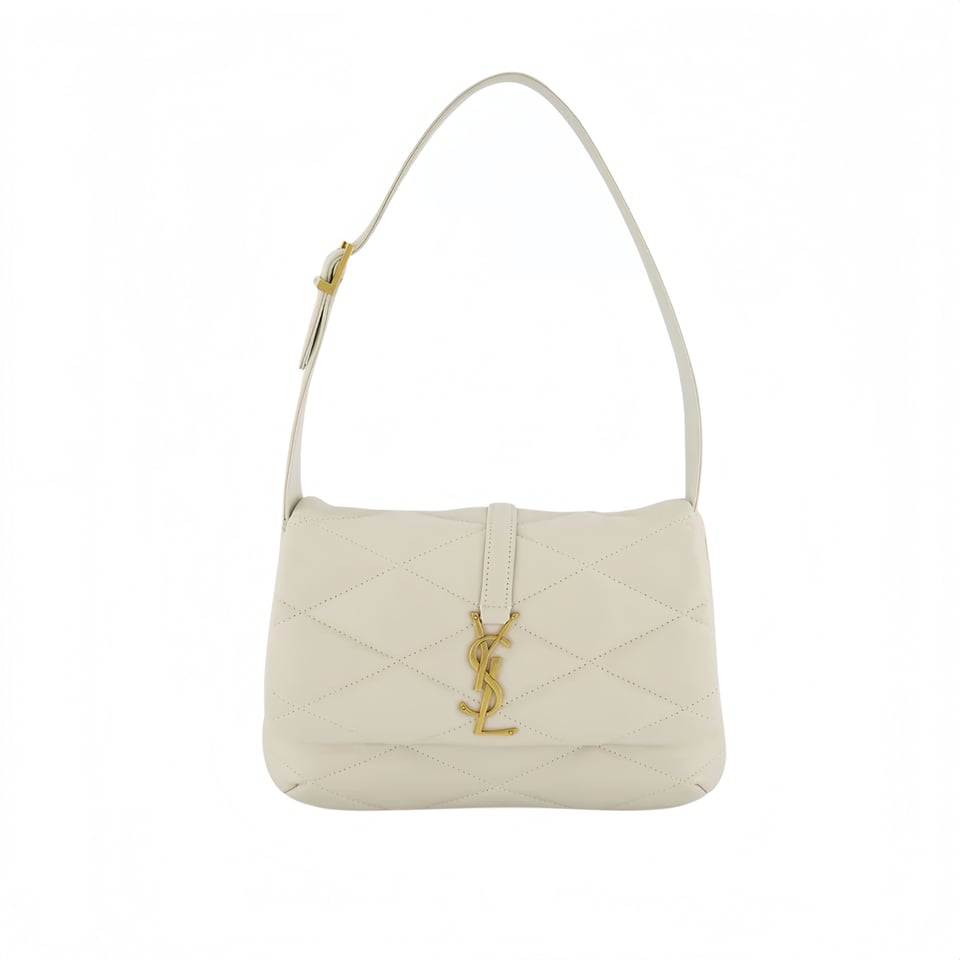 Saint Laurent Le 57 Quilted Leather Shoulder Bag White 27Cm
