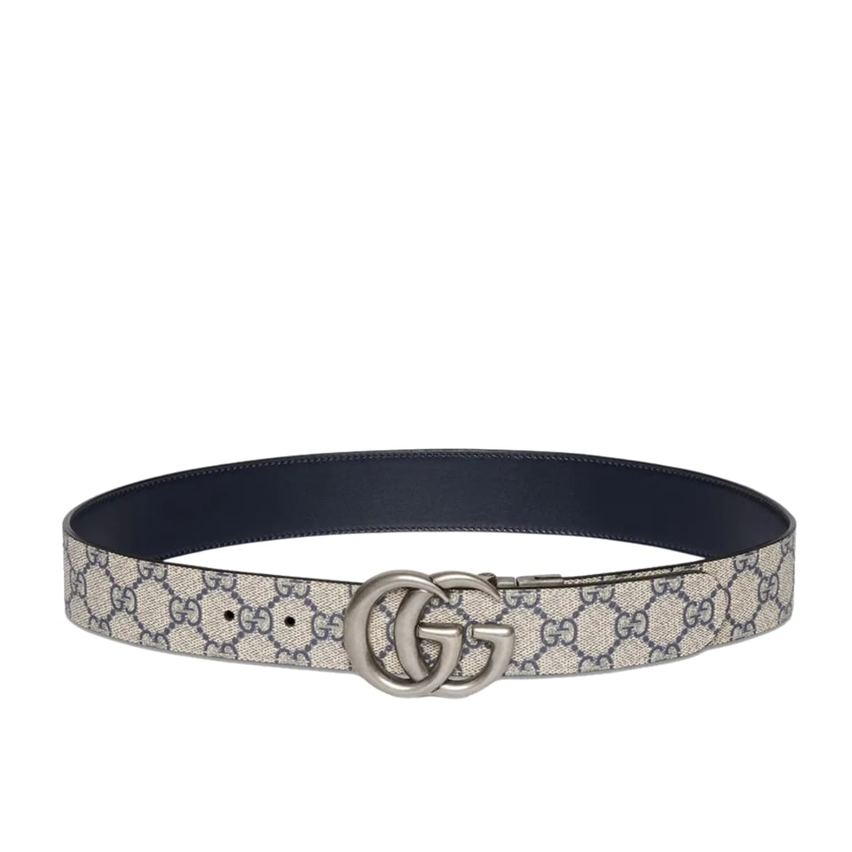 Gucci GG Marmont Reversible Beige Blue 35mm Belt For Men