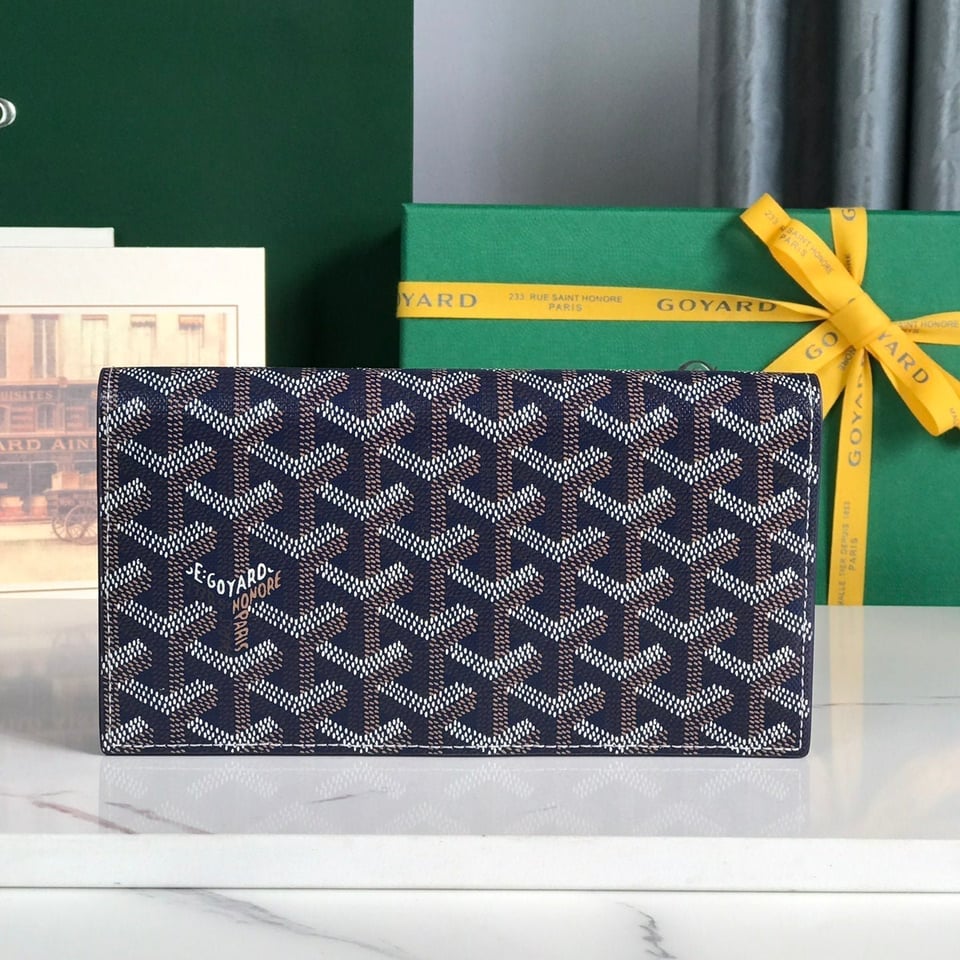 Goyard Richelieu Wallet 19 Cm Navy Blue Goyardine Canvas view 2