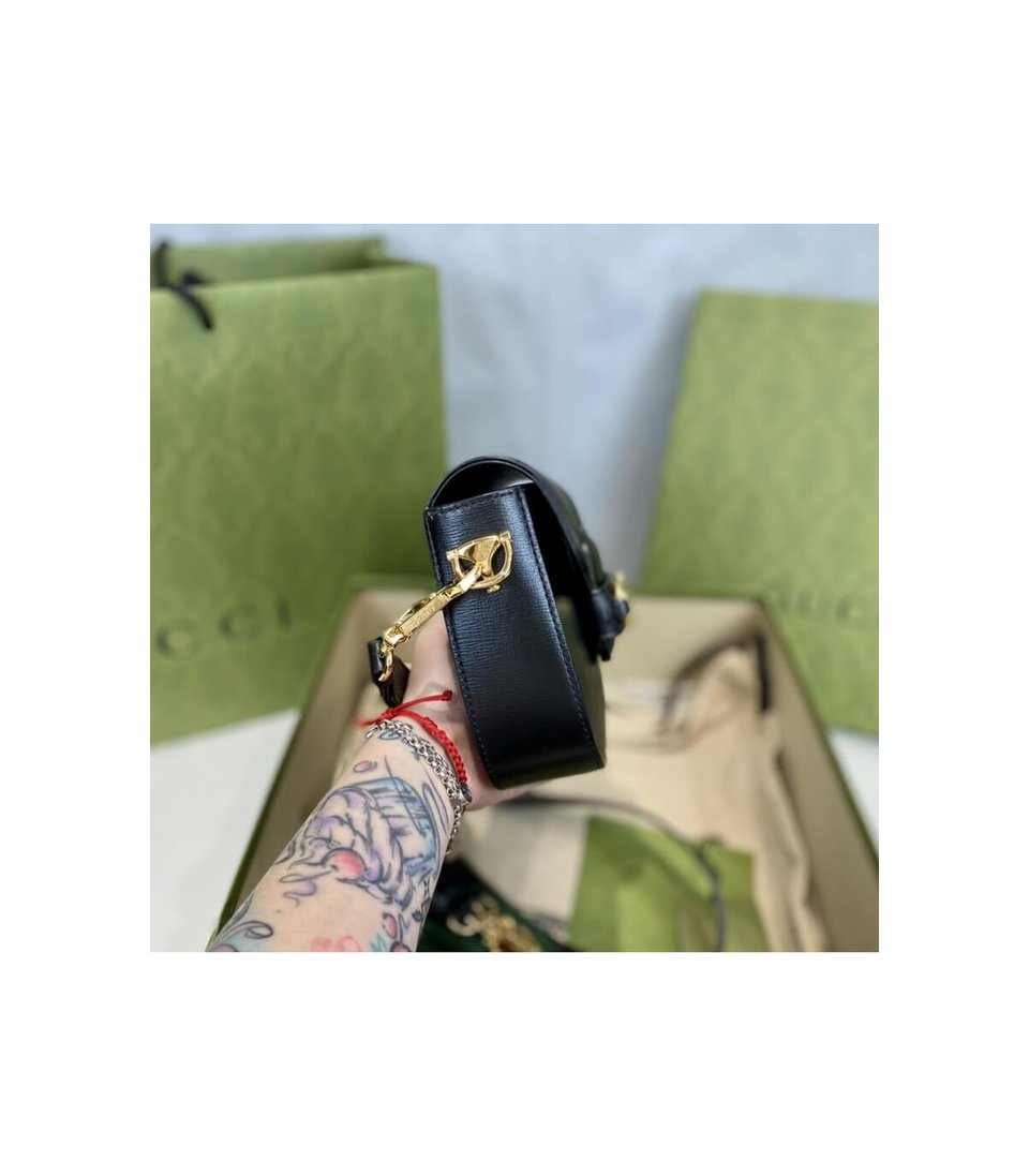 Gucci Horsebit 1955 Mini Bag in Black Leather 20.5cm/8.1in view 10