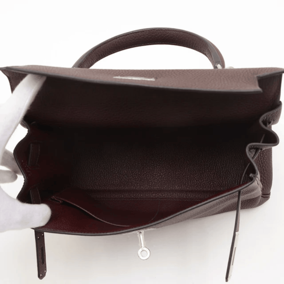 Hermes Kelly 28 Bag In Chocolate Brown Leather For Women 28cm/11in view 6