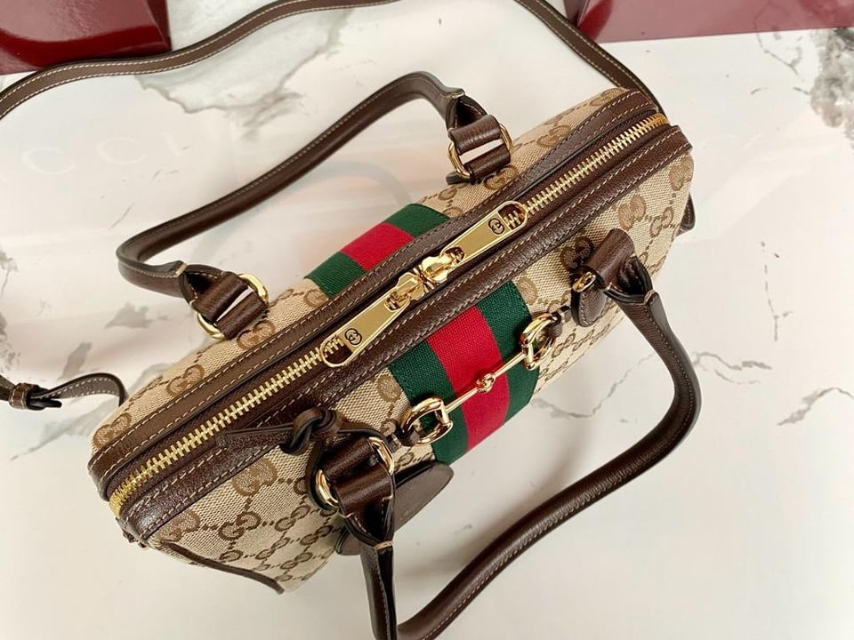Gucci Borsetto Medium Boston Bag 28cm/11in Sand And Brown ‎866732 view 8