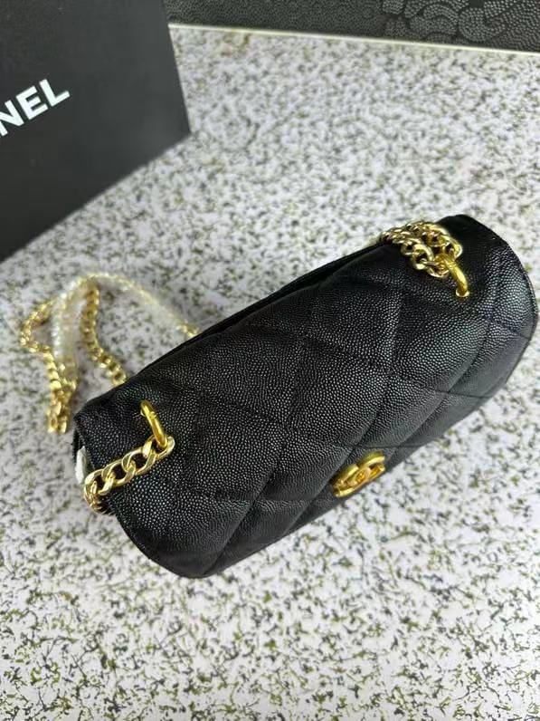 Chanel Pearl Crush Wallet On Chain Woc Black 18Cm/7in view 7