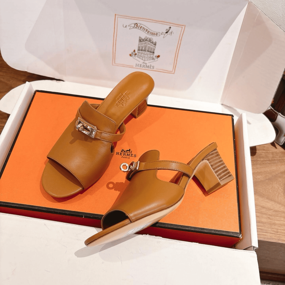 Hermes Brown Leather Mules view 9