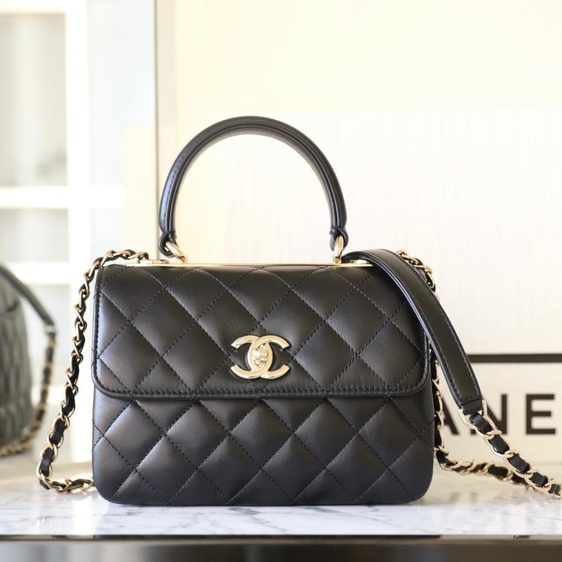 Chanel Trendy 20Cm Black Lambskin Gold Hardware