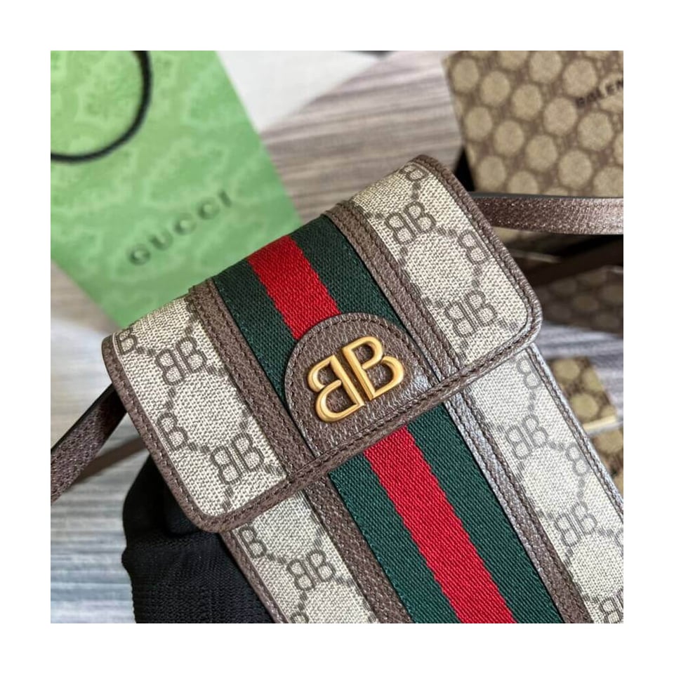 Balenciaga x Gucci Hacker Phone Bag Coffee view 7
