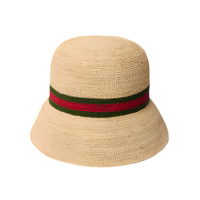 Gucci Woven Fabric Hat With Web Light Beige Unlined 876257 3HBMB 9666