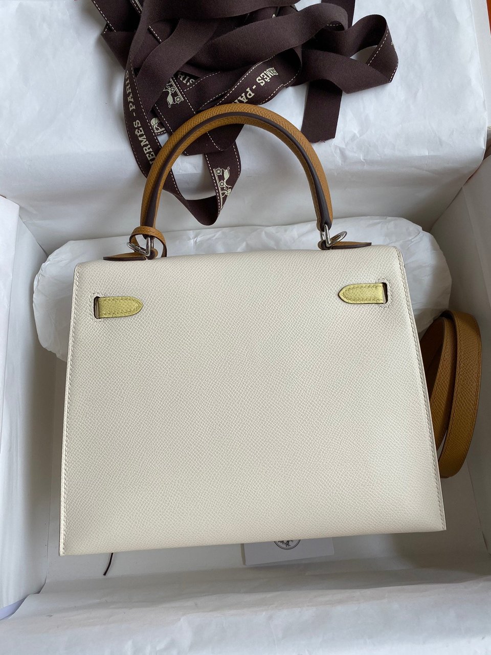 Hermes Kelly 25 Bag In Off White Epsom Leather For Women 25cm/10in view 9