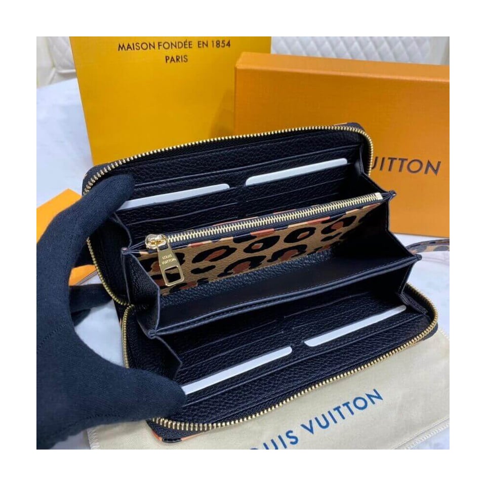 Louis Vuitton Monogram Empreinte Leather with Animal-Print Zippy Wallet Black view 9