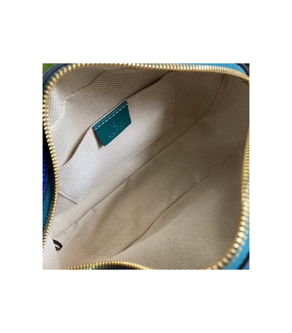 Gucci GG Marmont Small Shoulder Bag Blue and Emerald Leather view 9