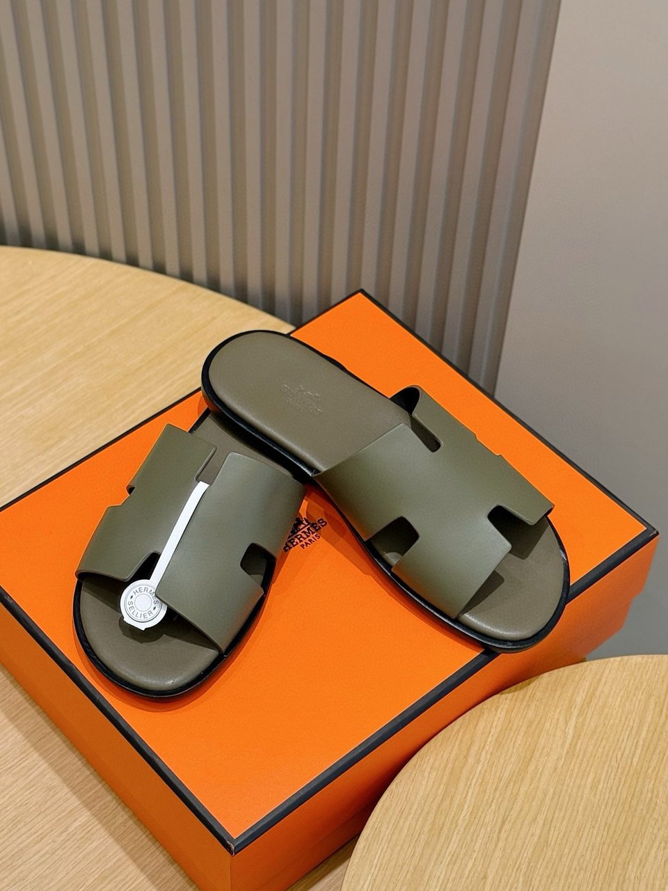 Hermès Green Oran Sandals- Shoes for Men view 9